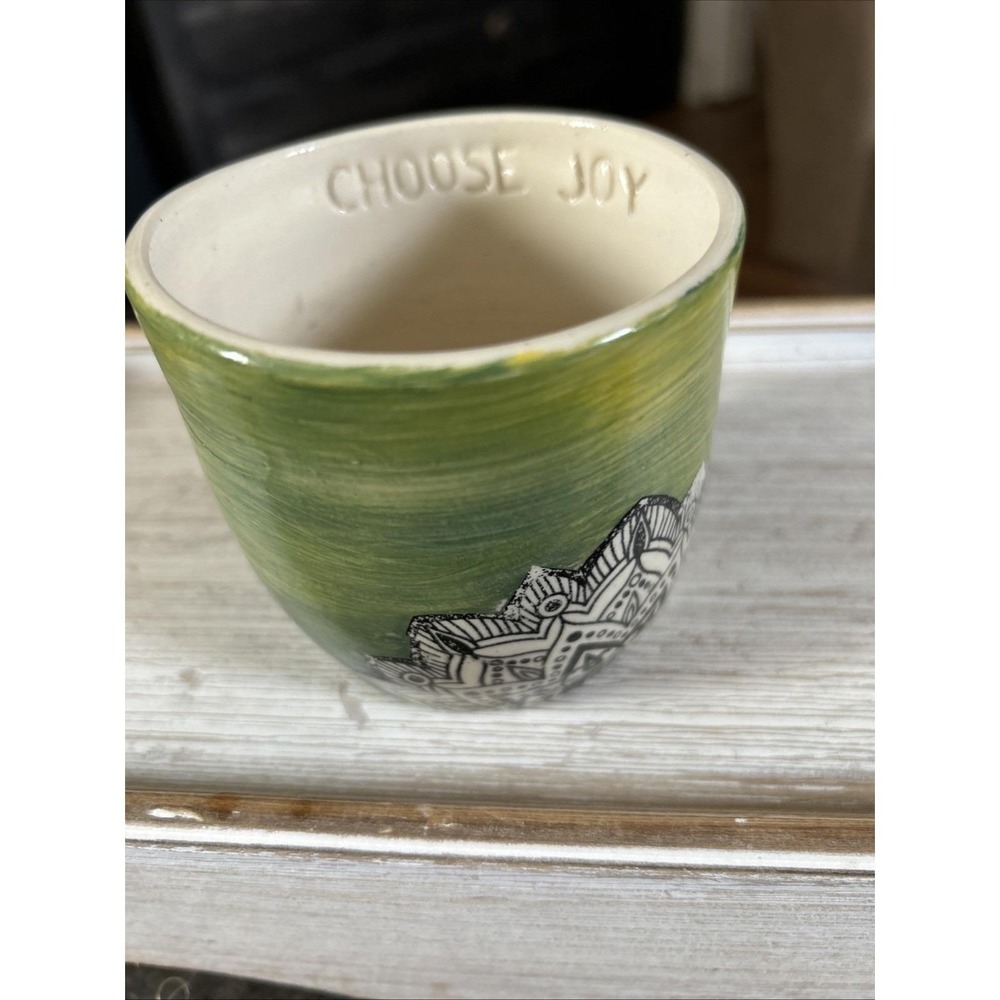 Handmade Ceramic Pot Mandala Design "Choose Joy" Inspirational Quote - Picture 2 of 6